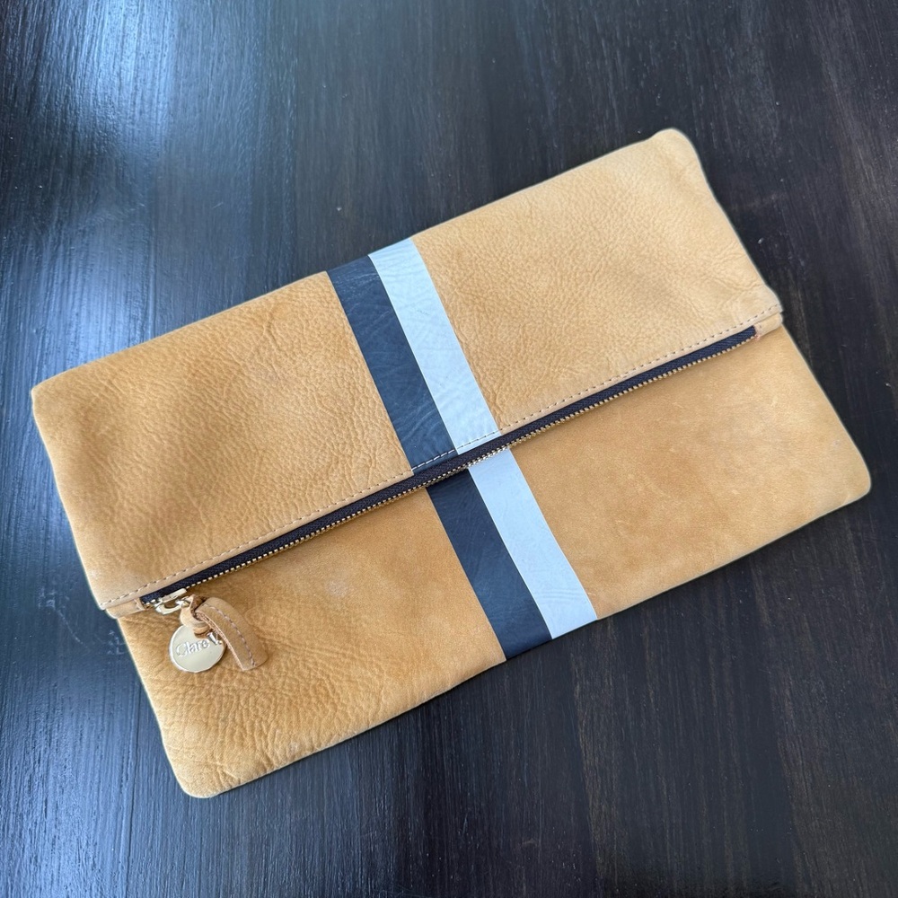 Clare V Fold Over Stripe Clutch